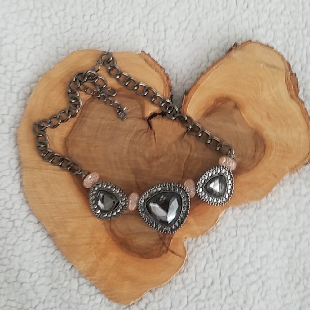 Pinky Silver Gemstone Necklace
